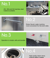 Kompor Wok Gas Dua Tungku Heavy Duty, Dua Panci, Baja Anti Karat, Finishing Brushed, Ramah Lingkungan, untuk Restoran Masakan Cina