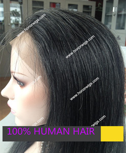 Marque D'HONNEUR pleine dentelle perruque noir avec cheveux gris pour les vieilles femmes 100% cheveux humains suisse dentelle capuchon moyen taille 120% densité en stock - Product Image 5