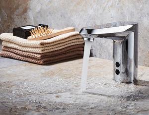 <span class=keywords><strong>Robinet</strong></span> de lavabo électronique automatique à capteur tactile gratuit avec cartouche céramique, montage monotrou, design moderne pour salle de bain - Product Image 2