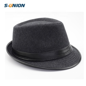 S-UNION Fashion Decoration <strong>Ladies</strong> Wholesale Custom Wool Felt Mens Fedora Black <strong>Trilby</strong> <strong>Hat</strong> - Product Image 6