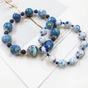 Natural Gemstone Beads S925 Silver Flower Charm Elastic Bracelet Lovers Set