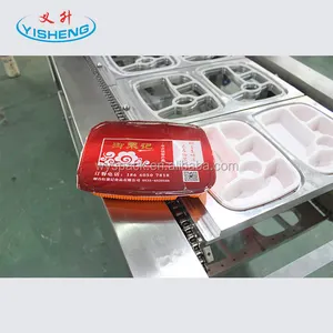 Custom 2 Line Fast Food Box Sealing Machine Automatic Linear Meal Food Container Flavour Tofu Filing Box Tray Filling Sealing