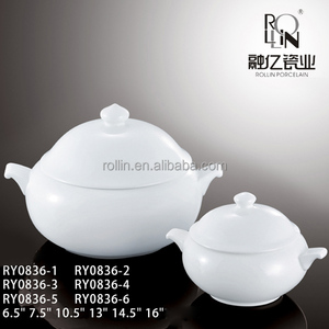 <span class=keywords><strong>Surtidor</strong></span> de China sopera cuencos hotel juego de ollas de cerámica blanca sopera con tapa - Product Image 1