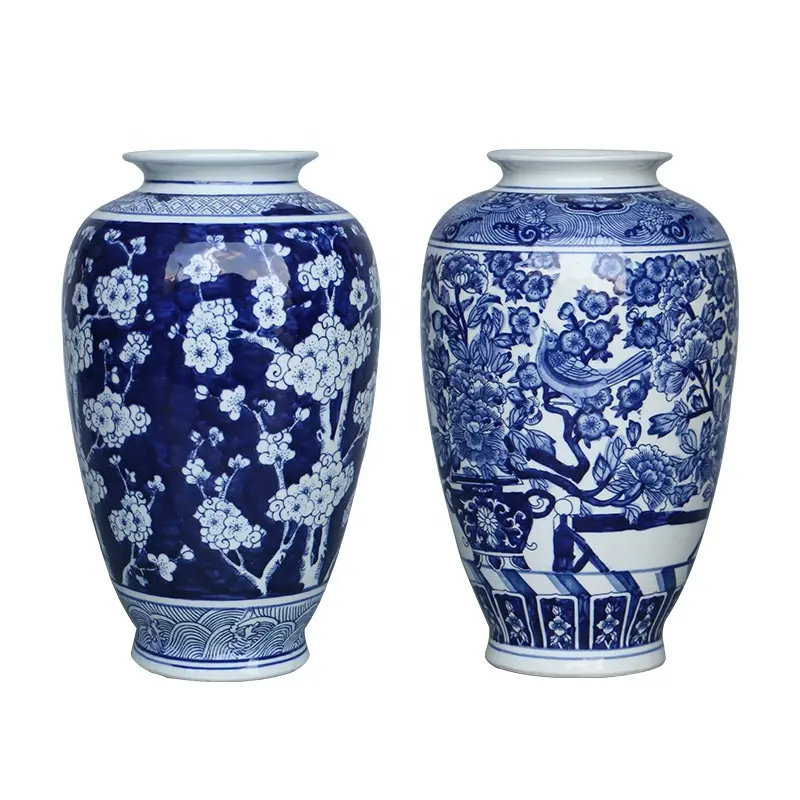 Китайская классическая фарфоровая ваза с синим и белым керамическим декором для Дома Офиса отеля оптом