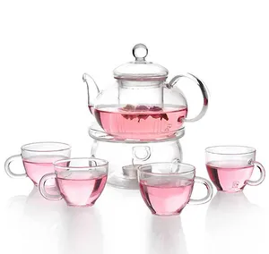 27.5oz 800ml मध्य आकार ग्लास चाय के बर्तन गिरा हुआ पत्ता और खिल चाय निर्माता स्पष्ट चायदानी के साथ हटाने योग्य तर करने वाला