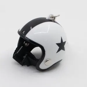 Originally Designed Motor Helmet Shape Keyring, Star Pattern Keychain Combined with Rubber Duck