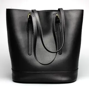 Women's Handbag Genuine Leather Tote Shoulder Bucket Bags Larger Capacity