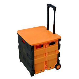 Nhựa gấp mua sắm Xe đẩy giỏ hàng với 2 bánh xe ánh sáng cá nhân siêu thị cán xách tay ráp xe kéo giỏ hàng - Product Image 4