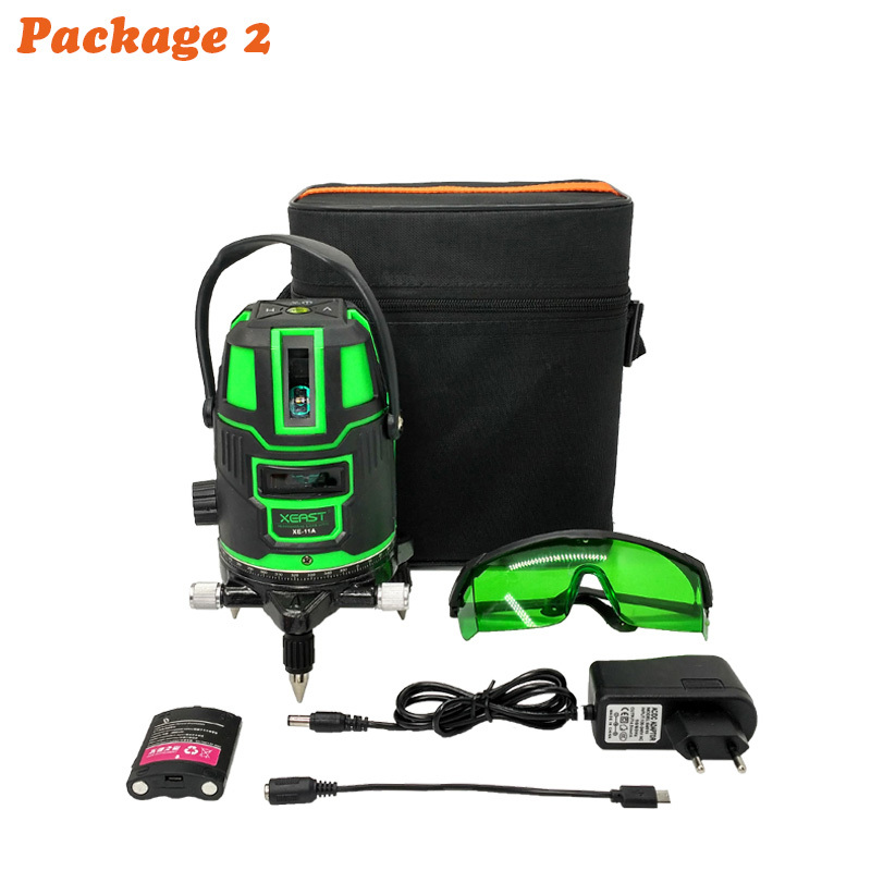 XEAST XE-11A Self Leveling Laser Level 5 Line 6 Point Laser Land Leveler Transmitter Green 360 Laser Level Magnetic