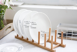 Cuisine professionnelle bambou bois ustensile support stockage organisateur support égouttoir à vaisselle support sec pour assiette à Dessert ustensile - Product Image 3