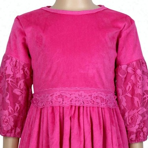 Último otoño bebé Color sólido vestidos de manga larga de <span class=keywords><strong>terciopelo</strong></span> a juego ropa de encaje vestido de partido del bebé - Product Image 5