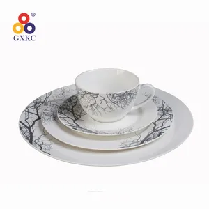 GXKC L'UE Offre Spéciale bonne qualité meilleure vente cool motifs argentés en céramique porcelaine 20 pièces DÎNER tasse ensembles pour hôtel