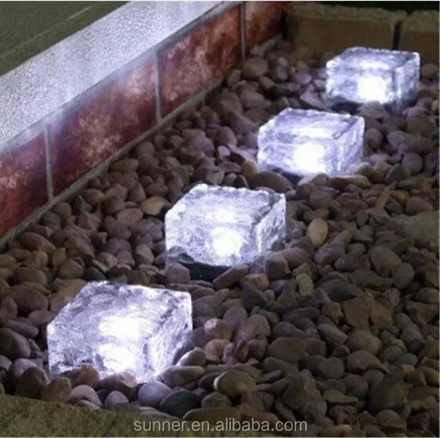 חיצוני שמש LED אורות גן גביש זכוכית קרח deck קרקע אור 7*7*5cm