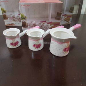 Juego de 3 Piezas de Ollas Calentadoras de Leche Turcas, Ollas Calentadoras de Café, Sartén de Porcelana - Product Image 1