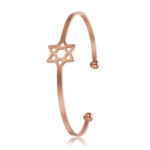 Loftily-pulsera de acero inoxidable pulido con diseño de Estrella de <span class=keywords><strong>David</strong></span>, brazalete de oro rosa de 18K para mujer - Product Image 2