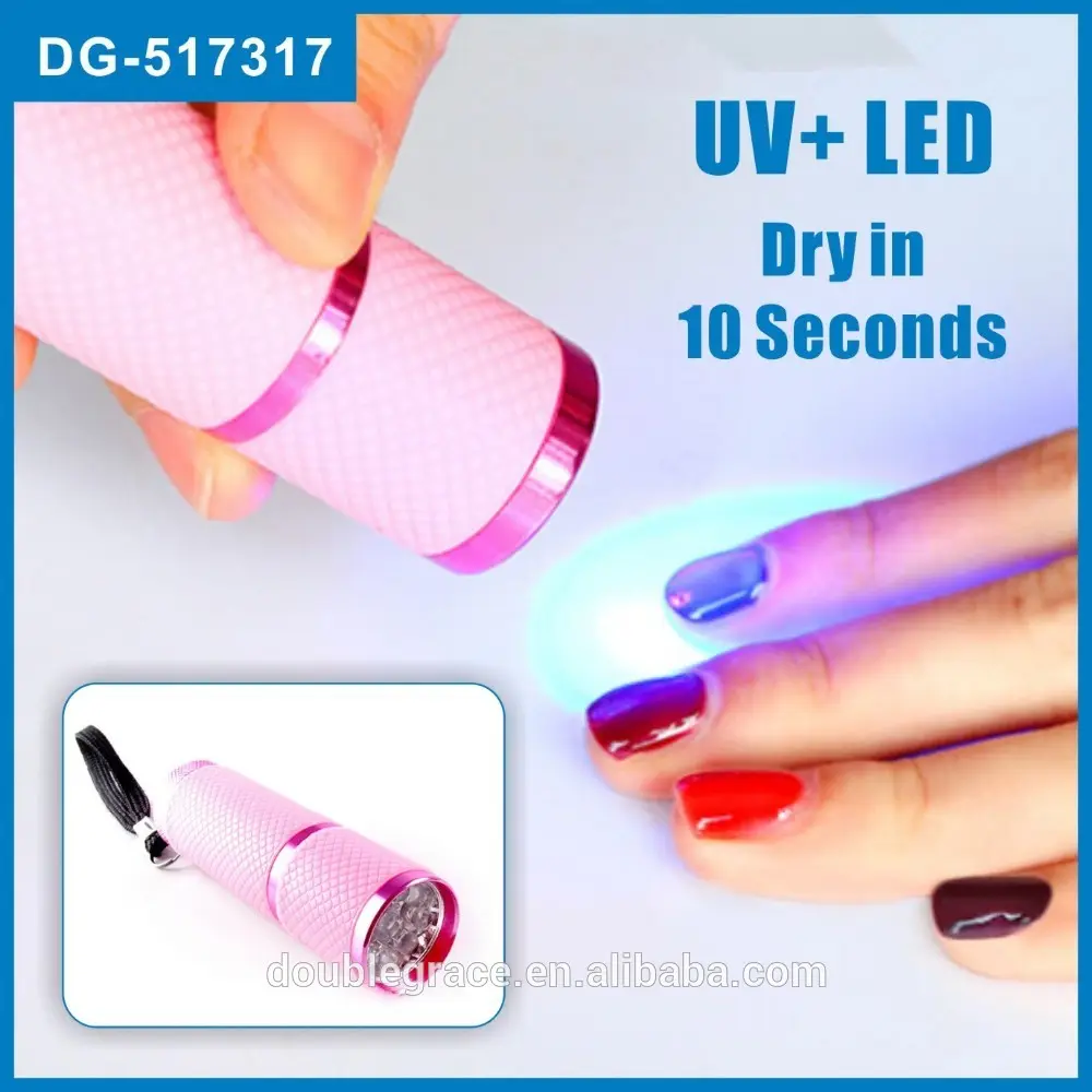 Luz UV de uñas seco linterna antorcha, uñas esmalte de uñas de Gel UV laca 9 LED UV linterna