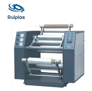 Semi automática de rollos de película de corte elástico película máquina de rebobinado