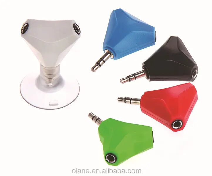 2015 cute gadget gift 3.5mm 2 way New Style earphone/headphone splitter adapter with stand for Iphone Ipod