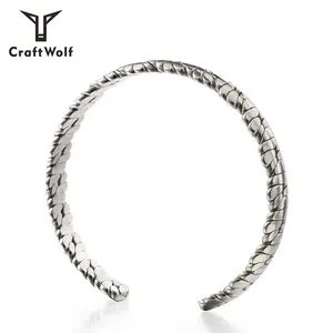 Craft Wolf 2022 Fashion Fine Minimalist Jewelry Women Men 18K Gold Silver Plated Stainless Steel Irregular Bracelets Bangle