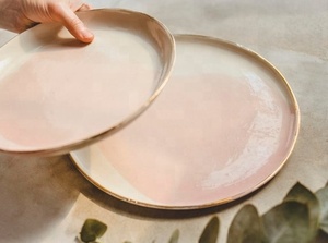 Platos de porcelana de oro rosa para boda, porcelana vintage alemana, venta al por mayor, cargador de boda - Product Image 2