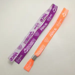 cheap custom embroidered fabric wristband MOQ 1000 pcs MADE IN CHINA