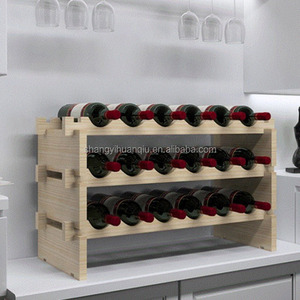 Estante de Vino de Madera de Pino Hecho a Mano y Personalizado para 24 Botellas, Estante de Exhibición de Vino para Decoración del Hogar, Estante de Almacenamiento de Vino - Product Image 3