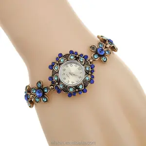 Nuevo estilo, último diseño, Retro, diamante, conjunto de pulsera, nombre de marca, pulsera, reloj de piedra para mujer