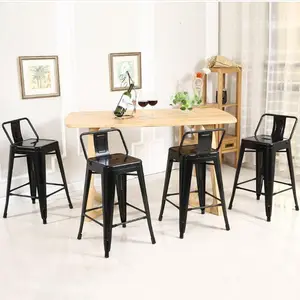 Low Back Stool Counter Height Stools Industrial Metal Chair with Footrest