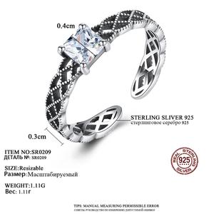 <span class=keywords><strong>Anello</strong></span> CZCITY Vintage in <span class=keywords><strong>Argento</strong></span> Sterling <span class=keywords><strong>925</strong></span> con Zirconia Cubica Nera Taglio Princess 5A - Product Image 2
