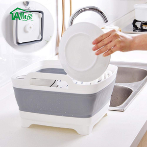 <span class=keywords><strong>De</strong></span> plástico plato bañera pequeña con desagüe plegable <span class=keywords><strong>comida</strong></span> filtros DishPan colador sobre el fregadero plato <span class=keywords><strong>escurridor</strong></span> - Product Image 5