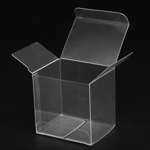 Custom Sizes Jar Bottle Cube Package Box Tuck Top Easy Fold Gift Boxes Clear Plastic Cup Mug PVC Box