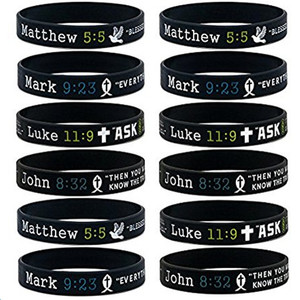 Bible Scripture Verses JESUS CHRISTIAN Four <strong>Gospels</strong> MATTHEW MARK LUKE JOHN Sport <strong>Silicone</strong> Bracelet <strong>Wristband</strong>