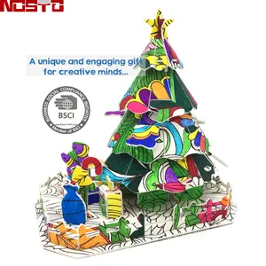 Nosto Bsci Gecertificeerd Puzzel Fabriek Diy Craft 3D Coloring Puzzel Kerstboom