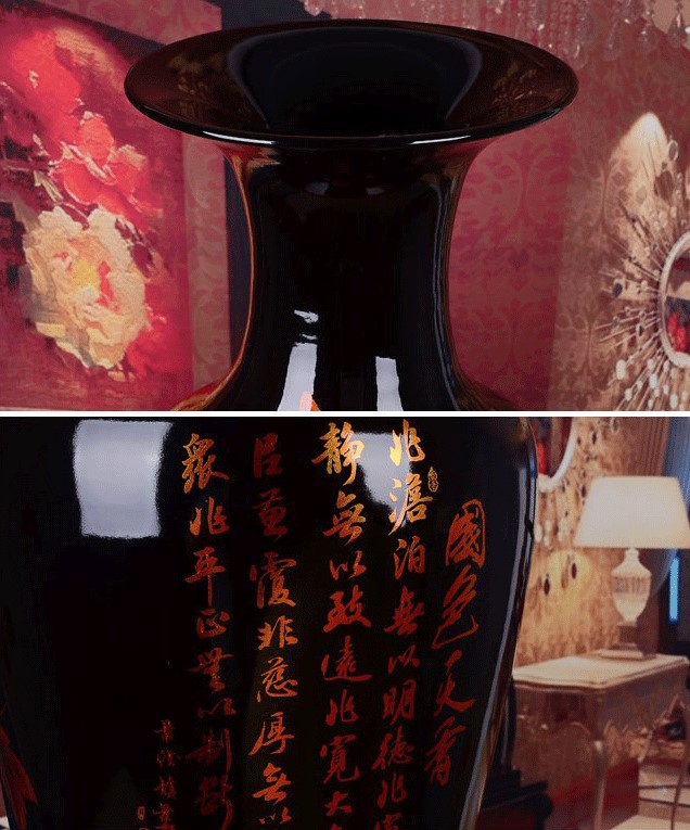景德镇新设计大型中国黑瓷地板花瓶| Alibaba.com