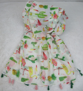 100% Polyester Mousseline de Soie Hijab Écharpe avec Frange - Product Image 1