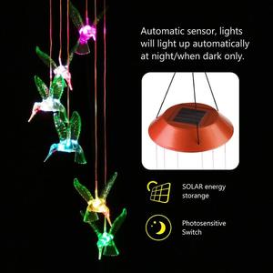 Tốt nhất người bán sân vườn trang trí quà tặng chim ruồi/thiên thần/bóng/Ống/chuồn chuồn/Mặt Trăng RGB năng lượng mặt trời LED gió Chime - Product Image 6