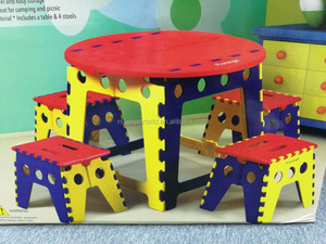 Hot Bán 4Pcs Nhựa Có Thể Gập Lại Bảng Và Phân Thiết Lập Chất Lượng Tốt Hiện Đại Đồ Nội Thất Nhà Cho Trẻ Em Ăn Nhà Bếp Công Viên Sử Dụng - Product Image 5