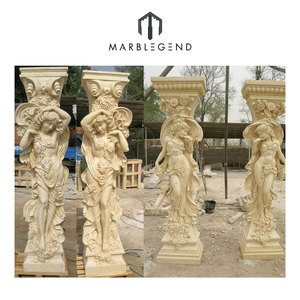 De alta calidad de estilo occidental mano ansiaba estatua columnas de mármol pilares - Product Image 2