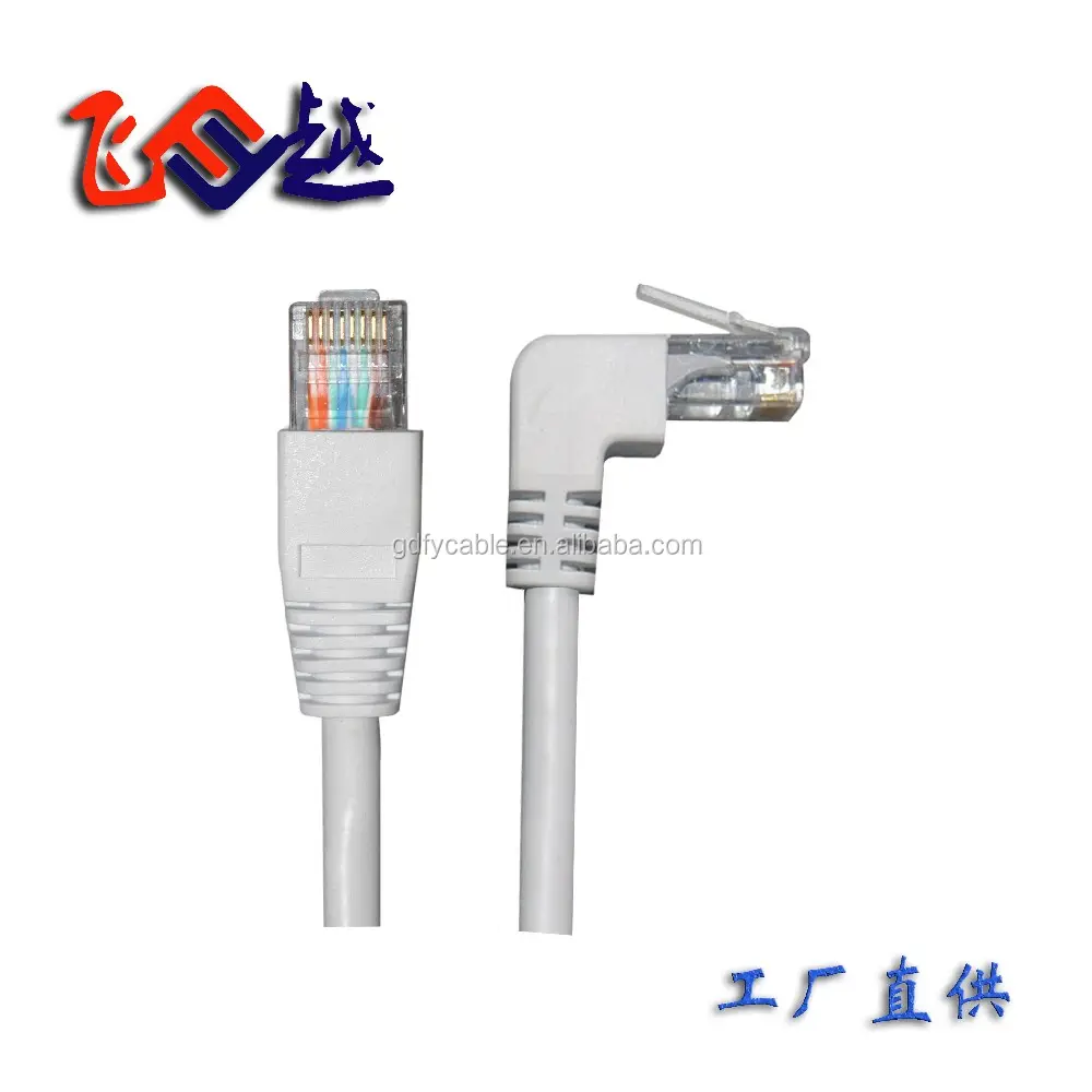 RJ45 câble ethernet 90 degrés mâle/mâle angle à droite cat6 UTP câble de raccordement réseau snagless/botte moulée