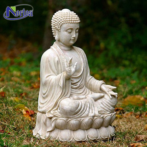 Modern Outdoor Decoration Life Size Natural <strong>Stone</strong> <strong>Buddha</strong> Sculpture White Marble <strong>Buddha</strong> Sitting on Lotus Statue NT-MSZ014 - Product Image 5