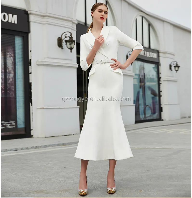 Latest Women Formal Blazers Style Long Sleeve Evening Dress