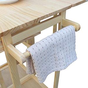 <strong>Drop</strong> <strong>Leaf</strong> <strong>Table</strong> with 2 Square Stools and 2 Drawers Solid Wood Kitchen <strong>Table</strong> and Chair Set Island Cart Trolly Breakfast Bar - Product Image 5