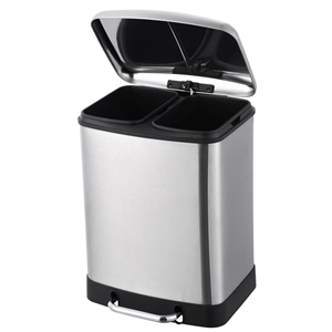 24L Litre Stainless Steel 2 Compartment Recycling Waste Trash Rubbish Pedal Bin