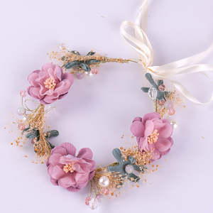 Diadema de tela púrpura para <span class=keywords><strong>niña</strong></span>, diadema Floral hecha <span class=keywords><strong>a</strong></span> <span class=keywords><strong>mano</strong></span> para fiesta de navidad - Product Image 5