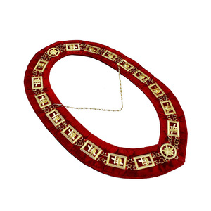 Masonic Regalia Knights Nights 레드 벨벳 템플러 체인 칼라 - Product Image 1