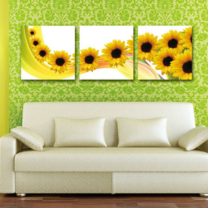 Pintado <span class=keywords><strong>a</strong></span> <span class=keywords><strong>mano</strong></span> Lienzo de Pared Moderna de la Pintura Al Óleo de girasol amarillo Mofang - Product Image 4