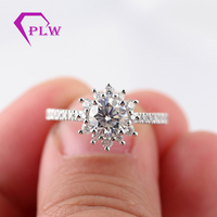 Nhẫn Kim Cương Thật Provence Gem Giá Cả Cạnh Tranh 6.5M H & A Cut Halo Thiết Moissanite Nhẫn Cưới Đính Hôn Dành Cho Nữ