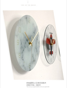 12 Inch Trang Trí Tempered Glass Analog Đồng Hồ Treo Tường Với In UV - Product Image 5