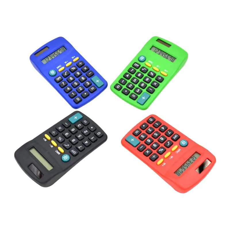 Mini key 8 digits display calculator with dual power for office and school promotional