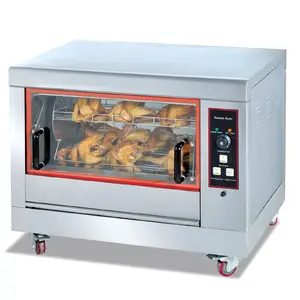 Asador eléctrico de acero inoxidable para pollo, máquina comercial para asar pollo, a la venta